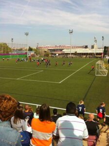 Bella Sember watching games in Barcelona, Spain.