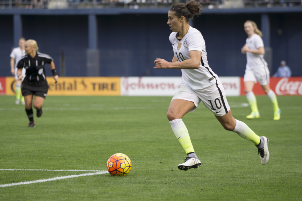 Carli Lloyd looks to attack.