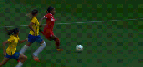 Deanne Rose scores against Brazil at Rio 2016.
