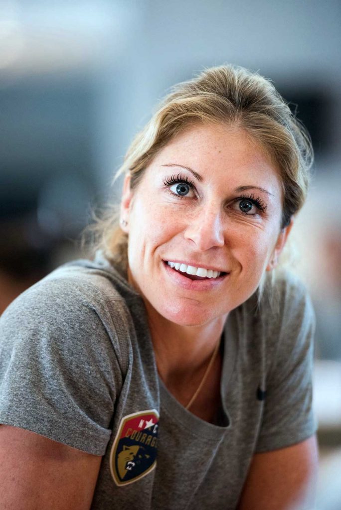 McCall Zerboni during 2017 NWSL Media Day. (Monica Simoes)