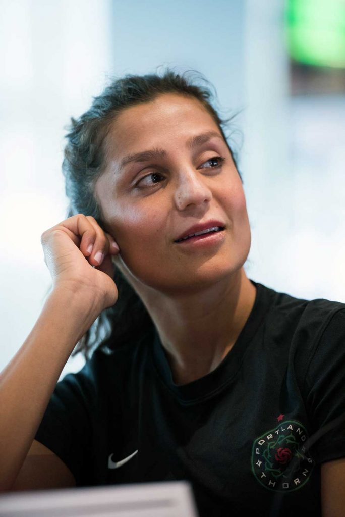 Nadia Nadim during NWSL Media Day. (Monica Simoes)