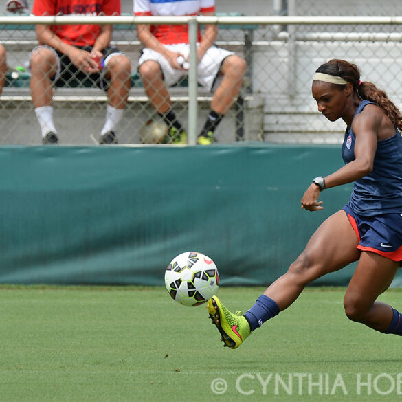 Crystal Dunn during U.S. Women's National Team open training on August 19, 2014, in Cary, N.C.