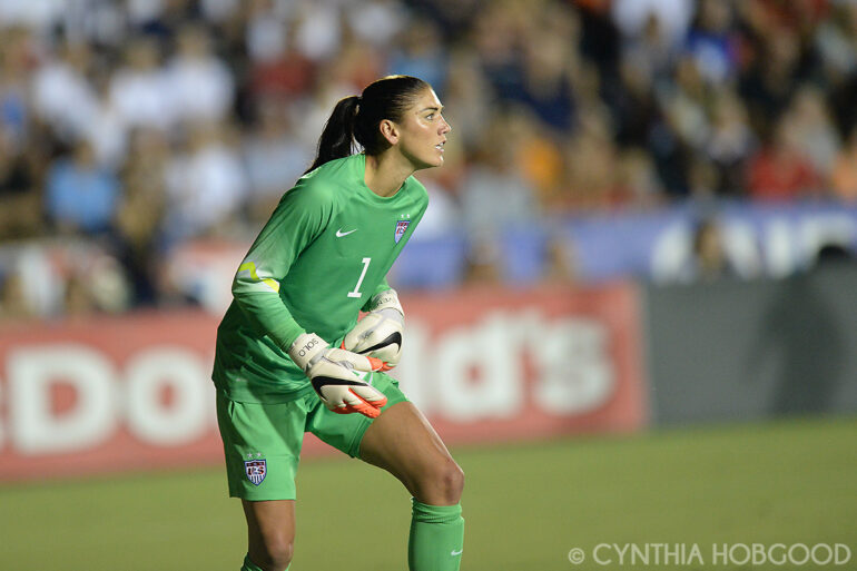 Hope Solo during the friendly between the United States and Switzerland on August 20, 2014, in Cary, N.C.