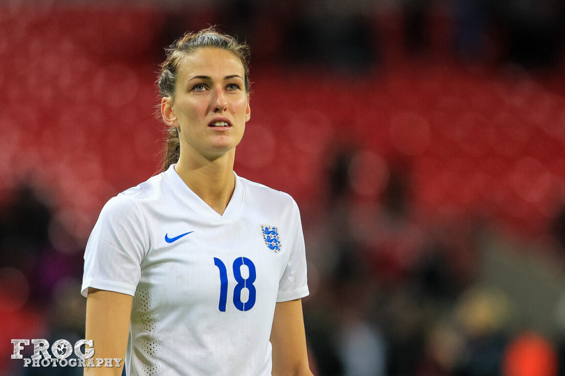 England's Jill Scott on November 23, 2014, at Wembley Stadium.