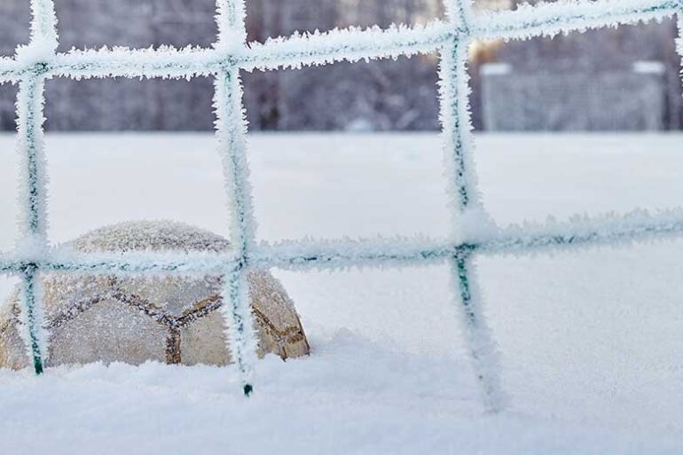 soccerball in snow