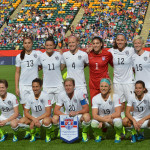 The USA's starting lineup against Colombia in a Round of 16 matchup in the 2015 FIFA Women's World Cup.
