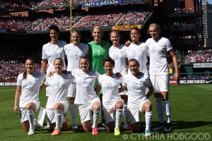 New Zealand's starting lineup against the United States on April 4, 2015, at Busch Stadium in St. Louis, Missouri.