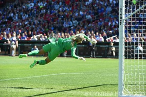 New Zealand's Erin Nayler stretches for the ball during the USA-New Zealand friendly on April 4, 2015.