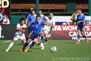 USA's Ali Krieger (11) against New Zealand on April 4, 2015.