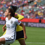 Alex Morgan fighting for position.