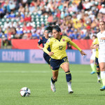 Colombia's Angela Clavijo navigates against the United States.