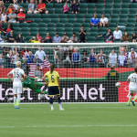 The USA's Carli Lloyd buries the penalty kick against Colombia in a Round of 16 match at the 2015 FIFA Women's World Cup.