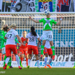 Wolfsburg's Alex Popp during the first leg of one of the 2015 UEFA Women's Champions League semifinals.