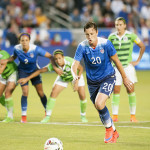 Abby Wambach lines up to take the penalty against Mexico during an international friendly on May 17, 2015.