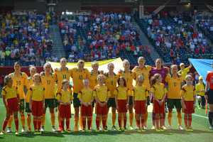 Australia's starting lineup against Nigeria in Group D of the 2015 FIFA Women's World Cup.