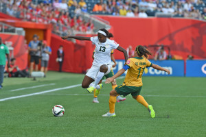 Nigeria's Ngozi Okobi and Lisa De Vanna.