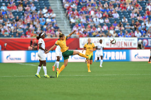 Action during the Group D match between Australia and Nigeria on June 12, 2015, in Winnipeg, Manitoba.