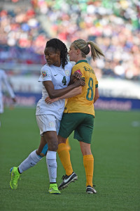 Nigeria's Perpetua Nkwocha and Australia's Elise Kellond-Knight.