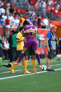 Australia's Lydia Williams celebrates the team's victory against Nigeria in Group D play during the 2015 FIFA Women's World Cup in Canada.
