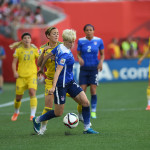 Sweden's Therese Sjögran and USA's Megan Rapinoe.