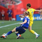 USA's Becky Sauerbrunn and Sweden's Therese Sjögran.