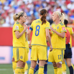 Members of the Swedish team during the match.