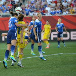 Action during the Group D match of the 2015 FIFA Women's World Cup in Canada between the United States and Sweden.