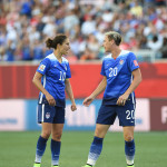 USA's Carli Lloyd and Abby Wambach.