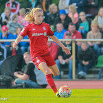 Kristie Mewis on the ball for FC Bayern Munich.