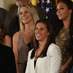 Carli Lloyd, Julie Johnston, and Sydney Leroux at the White House.