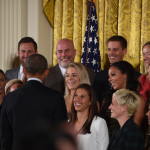 President Obama greeting members of the U.S. Women's National Team at the White House.