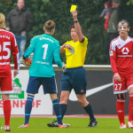 Desirée Schumann (FFC) gets a yellow card.