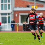 Annike Krahn has her eyes on the ball.