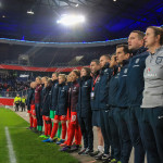 England's bench during the anthems.