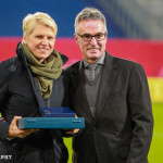 Doris Fitschen is honored for her 144 caps for Germany.