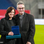 Renate Lingor is honored for her 149 caps with Germany.