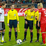 Coin toss before the friendly between Germany and England.