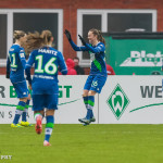 Wolfsburg celebrates its first goal by Caroline Hansen.