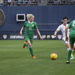 Meghan Klingenberg splits Denise O'Sullivan and Aine O'Gorman.