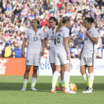 Tobin Heath, Lindsey Horan, Whitney Engen, and Carli Lloyd.