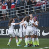 Celebrating Mallory Pugh's first goal at the senior level for the United States.