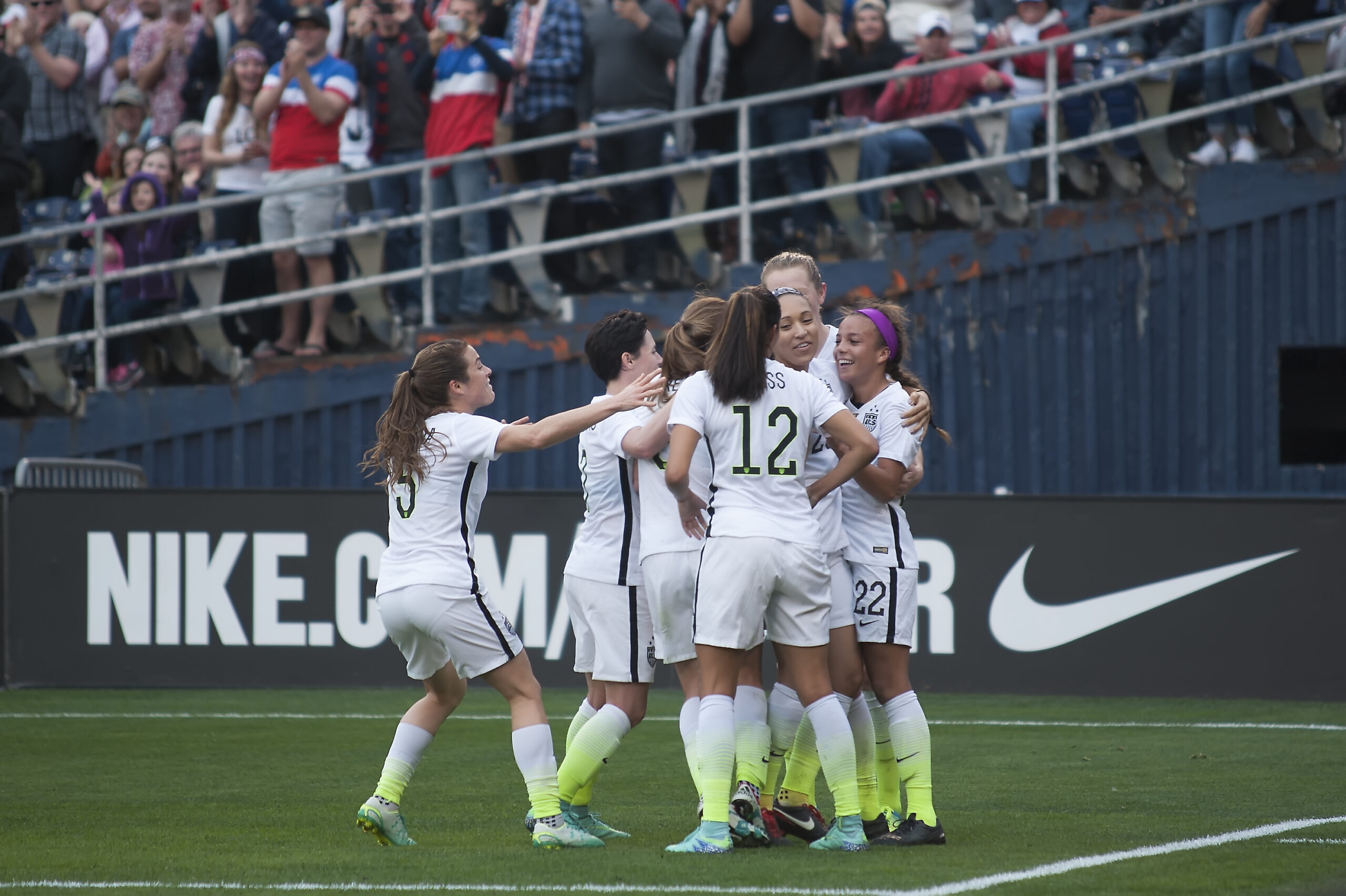 Celebrating Mallory Pugh's first goal at the senior level for the United States.