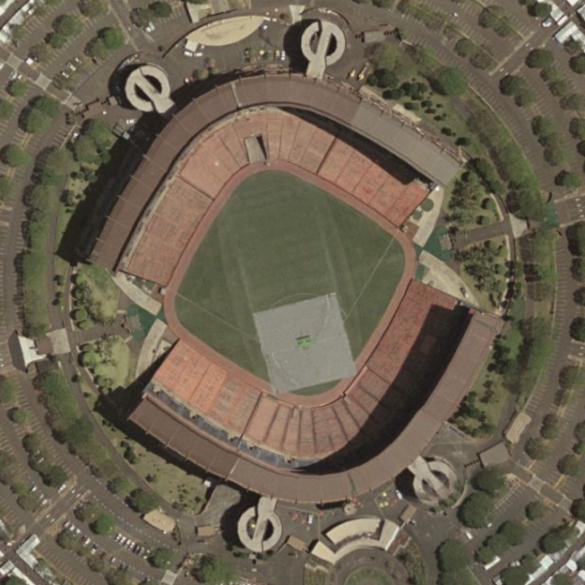 aerial view of aloha stadium in hawaii configured for baseball and soccer