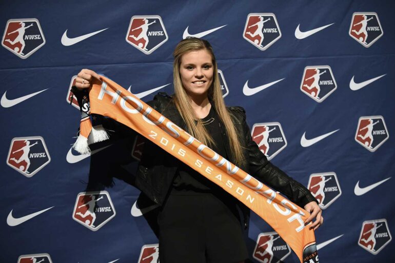 Rachel Daly with Houston Dash on Draft Day