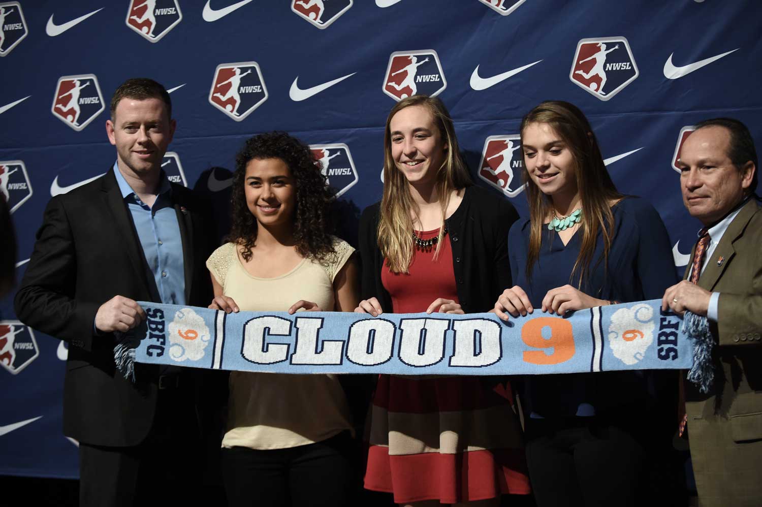 Raquel Rodriguez, Caroline Casey, and Erica Skroski at the 2016 NWSL College Draft