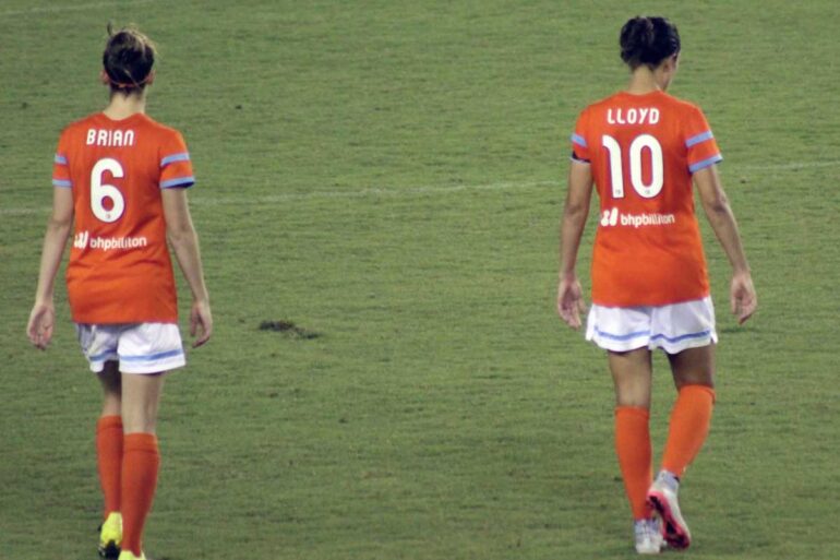 Morgan Brian and Carli Lloyd for the Houston Dash. (Victor Araiza)