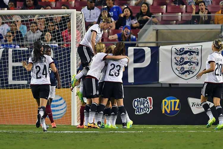 Germany celebrates a goal.