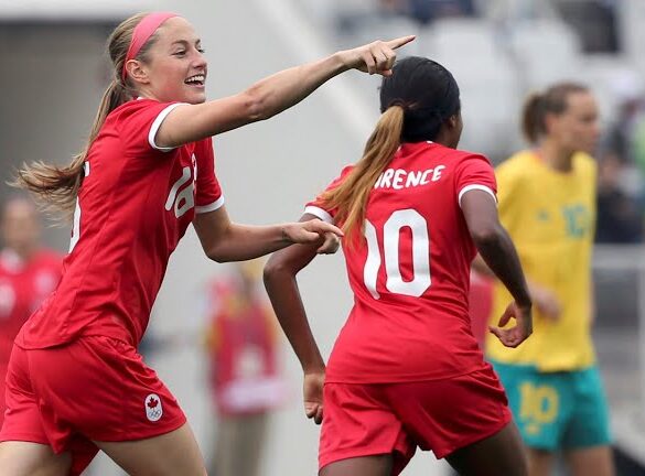 Janine Beckie playing for Canada.