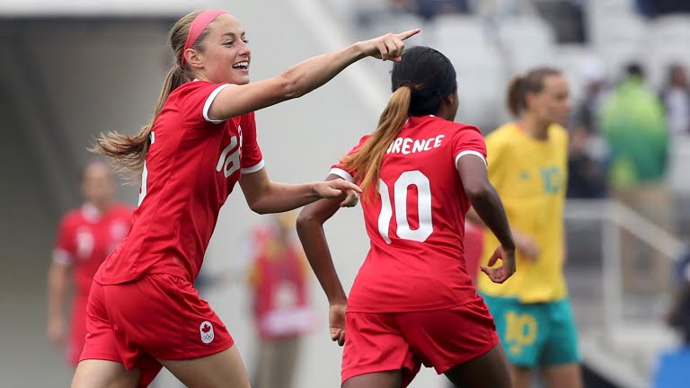 Janine Beckie playing for Canada.