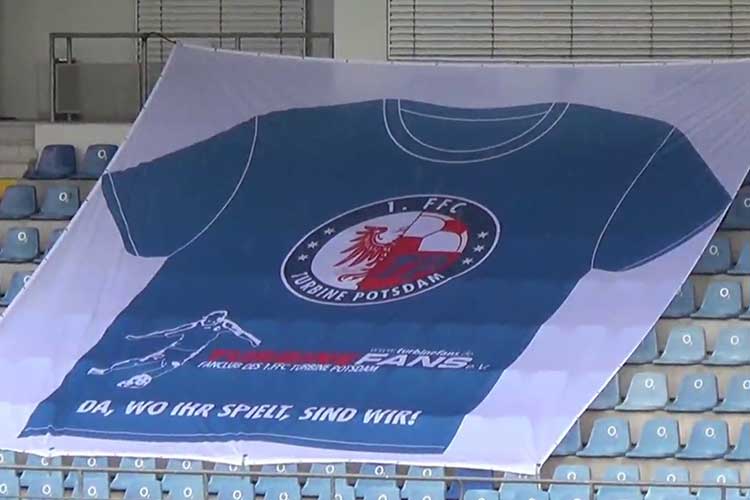 away tifo for Turbin Potsdam on matchday 1